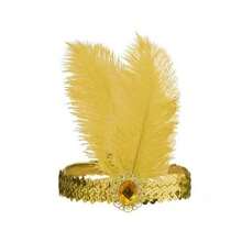 1/4件套 1920年代盖茨比风格黑色仿羽毛发箍，饰有金色点缀 - 优雅的涤纶发饰，适用于化装舞会、咆哮的二十年代主题活动和复古时尚、万圣节、派对服装 - 彩色 - 查看 8