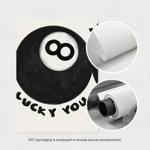 1pc Unframed, Lucky Me Lucky You Print, 8 Ball Wall Art, Playful Billiards Print, Retro Bar Cart Art, Black And White Art, Wall Decor, Canvas Art Living Room, Bedroom, Kitchen, Home Office, Cafe, Bar, Dorm, Hallway, Home And Room Decoration - Black and White - View 5