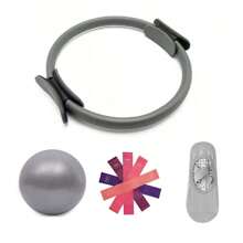8-Piece Pilates Ring Set - Women's Home Fitness Equipment - Pilates Ring, 25cm Pilates Mini Yoga Fitness Ball, Yoga Socks, 5-Color Resistance Band, Suitable For Exercising Legs, Arms, Thighs, Etc. At Home