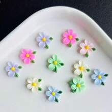 48 Stück lebendige bunt 3D-Harz Blumen und Blatt Dekorationen, glänzende charmante Multifunktions-Basteldekorationen für Scrapbooking, Hochzeiten, Schleifen, Heimdekoration, DIY-Haarspangen, Stirnbänder, Handyhüllen, Schmuckfassungen