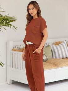 Conjunto de 2 piezas de punto para mujer - Óxido - Ver 4