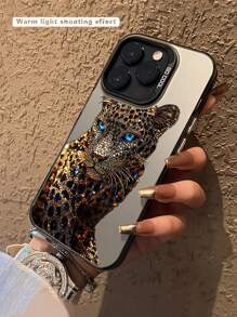 1 pieza Funda de teléfono a prueba de golpes con estampado de Leopardo, compatible con Apple