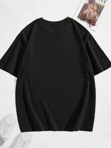 Camiseta impresa en cohete de color de cuello redondo para hombres