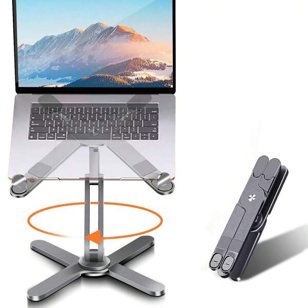 ice master Laptop Stand With 360 Degree Rotating Base, Laptop Riser Metal Stand For Desktop Collaboration, Fully Foldable For Easy Storage, Suitable For All MacBooks, Up To 17 Inches Laptops