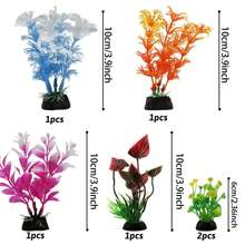 6 Piezas Decoraciones de plantas para acuario, Accesorios de decoración de plantas para acuario, Accesorios de tanque de peces coloridos, Plantas de acuario en miniatura de plástico Decoración para acuarios