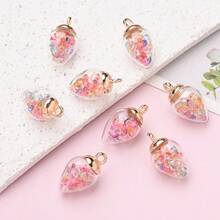 10 件/套透明水滴吊坠可爱水钻时尚玻璃珠饰物闪亮小珠子女士耳环项链制作 - 彩色 - 查看 6