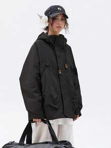 女士防风夹克，防水轻便宽松户外外套，长袖连帽，春季服装