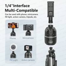 AI Smartphone Gimbal Stabilizer, 360° Auto Face Tracking Desktop Follow Tripod Stand, Suitable For Camera, Action Camera, With Remote Control And Dual Fill Lights - Black - View 5