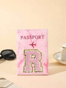 1 chiếc Vỏ hộ chiếu du lịch chữ A-Z, Vỏ hộ chiếu họa tiết PU có thiết kế bản đồ, Vỏ hộ chiếu màu hồng, Vỏ hộ chiếu cho chuyến công tác - Hồng - Xem 11