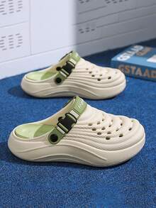 男士厚底防滑透气镂空一脚蹬凉鞋，舒适穿着一整个夏天 - 卡綠 - 查看 4