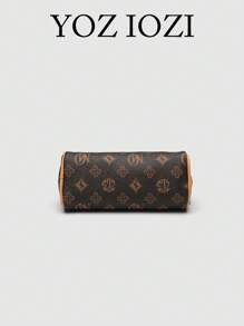 Bolsa de boliche vintage texturizada de lichia PU, bolsa de ombro versátil e moderna para mulheres, para deslocamento, escritório, outono/inverno