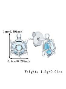 1 Paar 925 Sterling Silber Hypoallergene Ohrringe in Schildkröten-Form - elegant besetzt mit kristallklarem, hellblauem Glas, diese kleinen und niedlichen Tierohrringe sind perfekt für den täglichen Gebrauch von Mädchen im Frühling/Sommer und Strandpartys. Ein ideales Geburtstags-/Feiertagsgeschenk für Töchter oder Enkelinnen