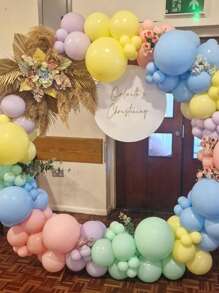 160pcs Macaron Color Foil Balloon Flower Arch Set, Different Sizes 18/12/10/5 Inches Macaron Color Foil Ball, Suitable For Birthday Party, Mother's Day, Unicorn Birthday, Easter, Wedding, Anniversary Party Decoration