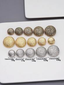 10pcs/Bag Assorted Sizes Textured Asymmetrical Round Metal Buttons For Coats, Sweaters, Jackets, Suits, Uniforms - Versatile Hand-Sewn Fashion Decorative Button Set In Golden, Silvery, Bronze
