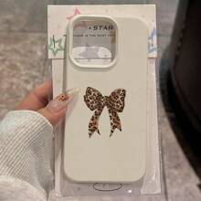 Bow-Knot 1pc TPU Material Elegant Leopard Print Bow Decoration Phone Case, Compatible With IPhone//Redmi