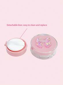 Caja de cojín de aire, 1 pieza mini caja de cojín de aire de fundación líquida con lazo de cristal rosa, con borla esponjosa y espejo de maquillaje, botella de reemplazo de BB cream y loción, botella auxiliar portátil para viajes adecuada para 6g