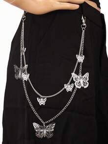 1pc Three-Layer Star Waist Chain, Chain Five-Pointed Star Decoration, Punk Waist Chain Pants Chain Accessory, Suitable For Long Pants, Denim Shorts And Jk Skirts - Chain Random - Silver - View 13