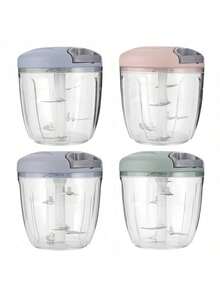 1/2-funkcyjny ręczny siekacz do żywności, robot kuchenny z uchwytem i pokrywką, narzędzie do krojenia warzyw, wielofunkcyjna niszczarka do użytku domowego, krajalnica i tarka (z koszykiem odpływowym), prasa do czosnku, maszynka do mielenia, idealny prezent do kuchni, łatwy w obsłudze, prosty do płukania, do przygotowywania jedzenia dla niemowląt, do mielenia mięsa, ostre ostrza. - Maszyna do losowej sałatki czosnkowej 279-5 - Zobacz 4