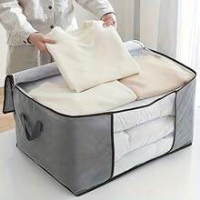 1/2/4 Pcs Extra Large(90L) Storage Bag With Clear Window, Reinforced Handles, Secure Zipper - Foldable Closet Organizer For Blankets And Quilts, Mother'S Day Gifts, Father Day Gift, Easter Basket Stuffers, Home Decor, Room Decor, Bathroom Decor, Cover For Home, Cooling Gel, Home Essentials, Wedding Essentials, Back To School Supplies - Grey and White - 查看 1