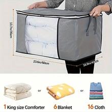 1/2/4 Pcs Extra Large(90L) Storage Bag With Clear Window, Reinforced Handles, Secure Zipper - Foldable Closet Organizer For Blankets And Quilts, Mother'S Day Gifts, Father Day Gift, Easter Basket Stuffers, Home Decor, Room Decor, Bathroom Decor, Cover For Home, Cooling Gel, Home Essentials, Wedding Essentials, Back To School Supplies - Grey and White - 查看 4
