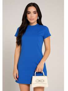 Muscletee Dress Cotton Knit Simple Casual Elegant Conservative Simple Casual Elegant Conservative/Modest Knit Fabric Asymmetrical Split Beach Evening Party Home Birthday Party Street Travel Autumn - 寶藍色 - 查看 5