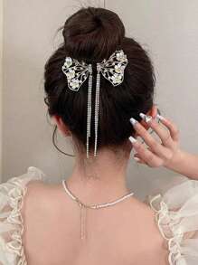 1 Pezzo Fermaglio per capelli a fiori, accessorio per capelli con perle finte, adatto per donne e ragazze, pinza per capelli a fiocco con nappina a forma di fiore di Camelia, accessori estivi, da viaggio, fermagli, fermagli per capelli, molletta per capelli