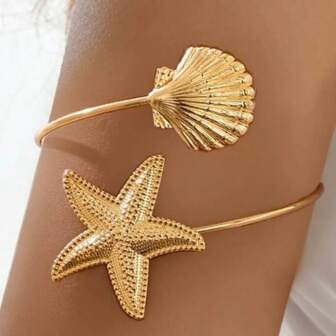 1 件简约时尚百搭海洋风格海星和贝壳装饰臂带