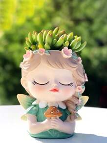 1 pièce Pot à fleurs de plante grasse en résine créatif ange fille magique, décoration de bureau à domicile, cadeau potted plant