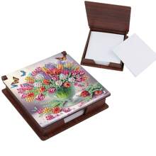 1pc DIY Diamond Painting Note Holder Wooden Memo Box For Desk – Special Shaped Rhinestones, Flower & Animal Patterns, Includes 160 Sticky Notes, Handmade Memo Holder For Office, Home, School, Crafts & Holiday Gifts
