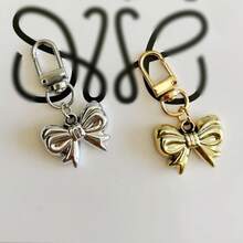 2pcs Metal Bowknot Key Chain, Unisex Keyring Gift For Couple, Accessory - Multicolor - View 1