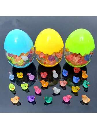 Dinosaur Egg Toys, Exquisite Colored Egg Set, Colorful Mini Resin Glowing Ducklings, Suitable For Office Desk, Car, Garden Micro-Landscape Decoration, Various DIY Crafts, Holiday Gifts, Birthday Gifts, Back To School Gifts (Random Color)