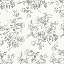 1卷复古手绘花卉图案自粘墙纸，黑白图案，17.32英寸 x 393.7英寸，可移除乙烯基材质，防水防潮，适用于客厅、卧室、厨房、玄关、家具翻新。