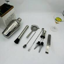 Set de 5/6/9 piezas de herramientas de bartender de acero inoxidable, que incluye coctelera de 550ML/750ML, vaso mezclador, medidor, pisador, set de bar para bartender, fiestas, herramientas de bar