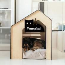 1pc Customizable Wooden Dog House Sign With Pet Name, Personalized Pet Name Plaque, Custom Dog Home Decor, Perfect Gift For Pet Lovers