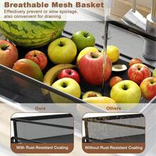 Mochalight Fruit Basket For Kitchen, 5-Tier Storage Baskets Carts Organizers With Rolling Wheels For Snacks Vegetables Kitchen Utensils - màu đen - Xem 5