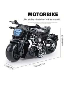 1pc Alloy Motorcycle - Metal Material - Harley Model - Ducati Model - Motorcycle Ornament - Movable - No Battery Required - Pull Back & Go - Toy Car - Birthday Gift - Christmas Gift - Perfect Gift - Presents - Toys - Multicolor - View 13