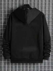 Men's Autumn And Winter Sweatshirt, Casual Hooded Zipper Sweatshirt, Black Solid Color, Solid Color Versatile, Suitable For Daily Casual Outings