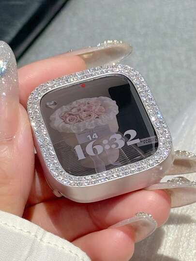 1pc Solid Frame Rhinestone Starry Protective Case Suitable For Apple Watch Ultra 3/2/1 Series SE, S10/S9/S8/7/S6/S5/S4/S3/S2/S1, Scratch-Resistant, Shockproof Starry Bezel Frame (No Screen Film), Embedded Crystal Jewelry Diamonds, Sparkly Decoration For Apple Watch Cases 38mm 40mm 41mm 42mm 44mm 45mm 46mm 49mm, High-End Luxurious Dazzling, Fashionable Young Lady Daily Outfit Accessory