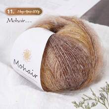 渐变彩虹色马海毛纱线，条纹渐变彩色纱线，适合 DIY 手工，适用于编织时尚镂空毛衣、围巾、帽子和女士披肩