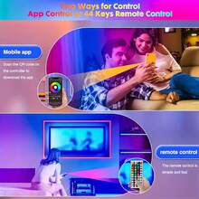 Tira LED RGB para dormitorio con control remoto, Bluetooth, ajuste de temporizador, regulable, luces LED de colores cambiantes para habitación, fiesta, decoración, 20 M, luces LED, decoración de pared, luces traseras para TV - luz policromática - Ver 6