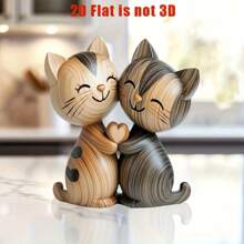 2D Flat, 1pc Cute Cat Couple Desktop Decor - Charming 2D Cat Couples Gift, Ideal For Home Or Office Decoration, Unique Gift Idea For Cat Enthusiasts, 2D Flat