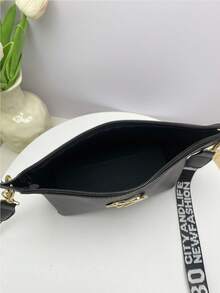 2025 Summer New Women Casual Shoulder Bag, Fashionable Bucket Bag With Wide Strap, Chic Commuter Crossbody Bag - Black - View 3