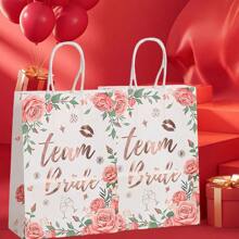 5 piezas Bolsas de papel con estampado de letra floral con papel de aluminio como regalo de boda
