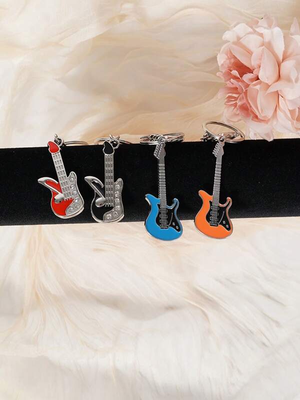 1/2/4 Stücke Vintage Y2K Stil Elektrische Gitarre/Bass Schlüsselanhänger, amerikanisches Retro Jahrtausendwende Musikinstrument Deko, Modisches Accessoire, Musikfestival Geschenk