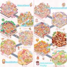 3 件 2.0 版 DIY 3D 房屋贴纸（含材料书），适合青少年成人的有趣 DIY 贴纸场景，丰富的 3D 空间贴纸和收纳螺旋笔记本，缓解压力，打发时间，学校用品，返校 - 彩色 - 查看 7