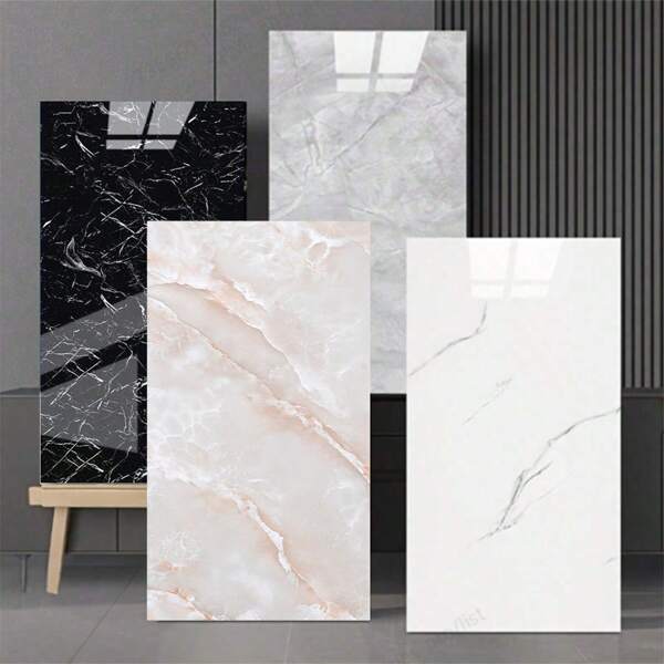 20 piezas de papel tapiz de mármol 3D autoadhesivo y grueso, adecuado para cocina, baño, sala de estar, de 23.66*11.81 pulgadas, decoración del hogar impermeable DIY - Papel tapiz de azulejos de diseño de mármol imitación