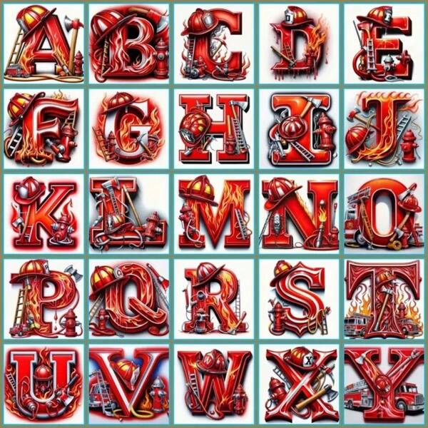 26pcs Dazzling, Awesome, Thrilling Flaming Alphabet Letters, Cartoon Pattern Handcraft Diamond Painting Kit, 5D Round Diamond Embroidery, DIY Mosaic Art Home Decor, Holiday & Birthday Gift