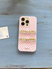 1 pieza Funda de teléfono protectora suave y linda con moño 3D punteado metálico y de moda para 11/12/13/14/15/16/Pro