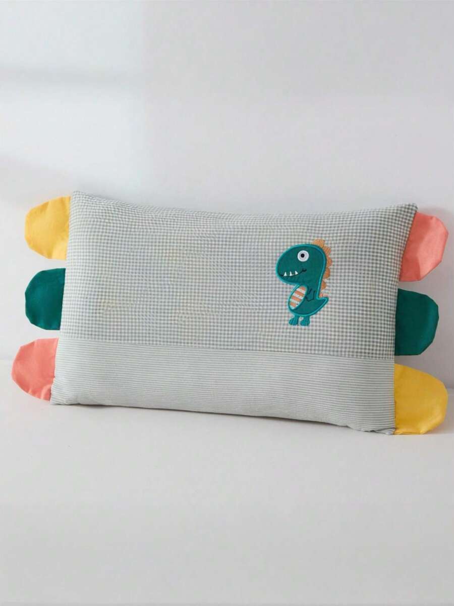 1PC 贴片刺绣儿童枕头，柔软舒适儿童卧室恐龙动物刺绣枕头，适用于儿童房装饰（枕套+枕芯）