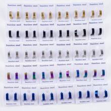 12 Pairs/Lot Fashion Simple Width Of 4/6mm Smooth Geometric Stainless Steel Earrings Men's Women's Daily Exquisite Jewelry